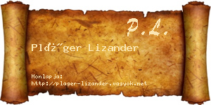 Pláger Lizander névjegykártya